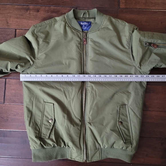 HanTon Bomber Jacket Mens Large Olive Military Green - Picture 8 of 12
